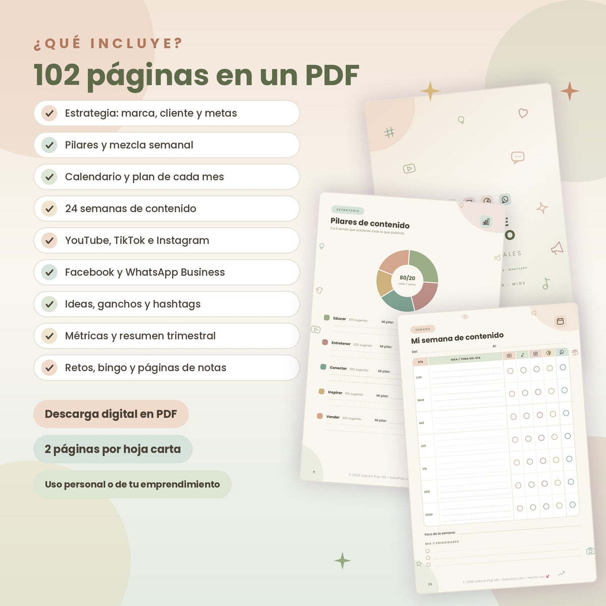 Planner de Contenido para Redes Sociales A5 | Organización de Contenido en Formato Compacto