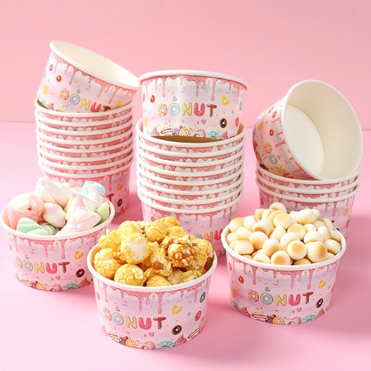 🍩 10 Bowls de Papel con Diseño Donas