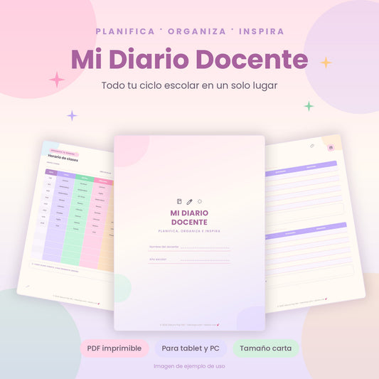 Mi Diario Docente | Agenda y Organizador Escolar PDF Imprimible