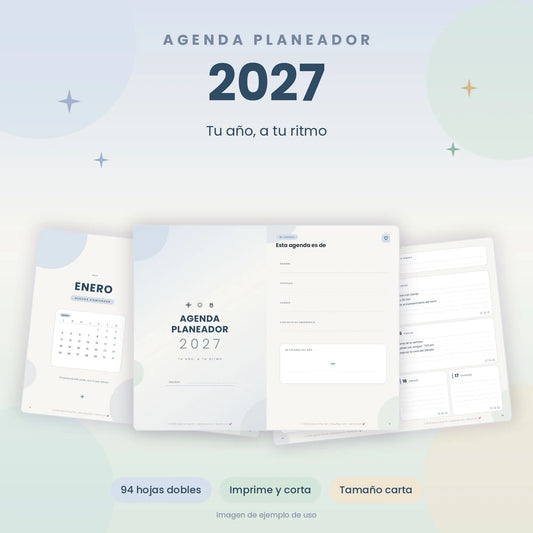 Agenda Planeador 2027 Imprimible | Planner Anual PDF con Metas y Hábitos