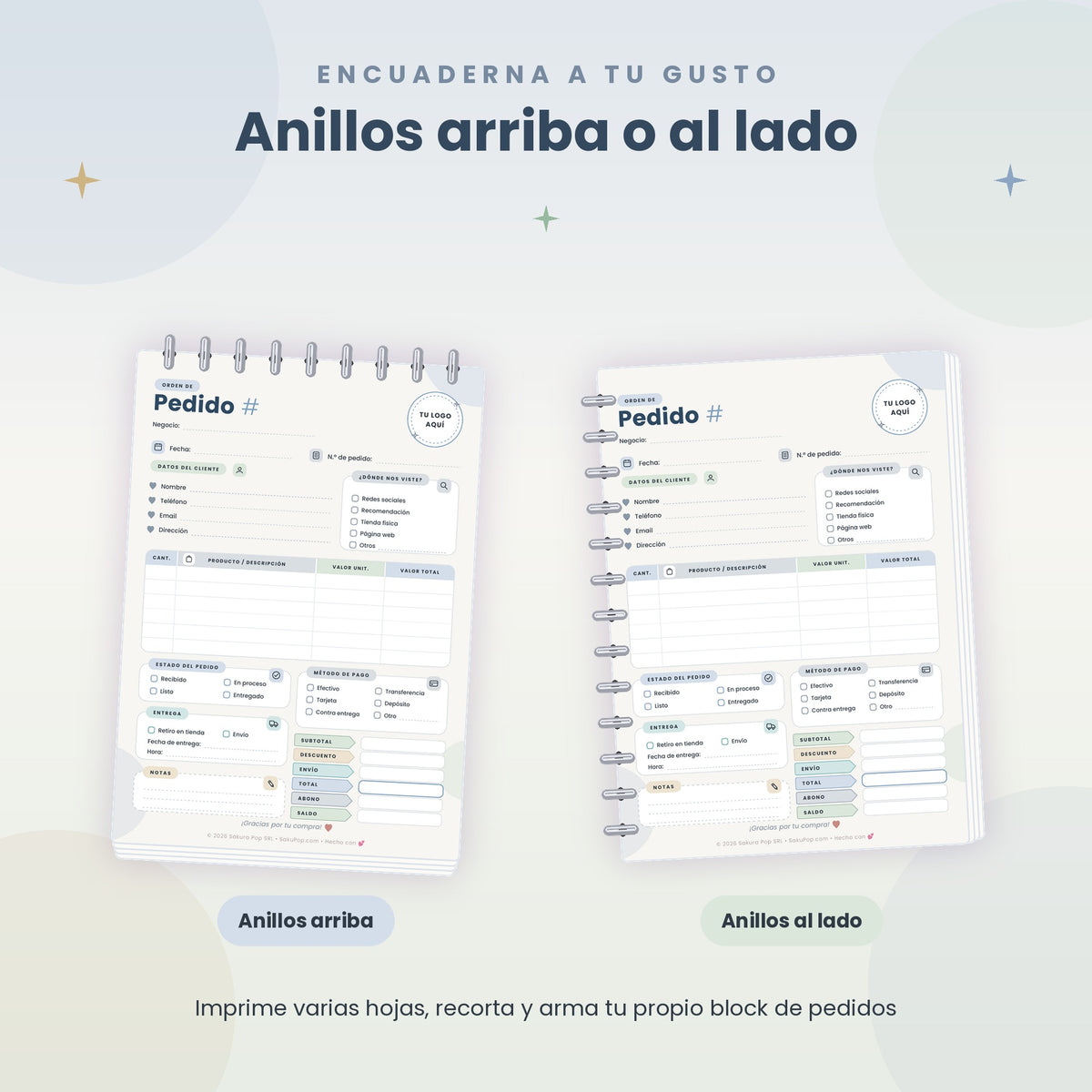 Plantilla de Pedidos A5 | Formulario de Órdenes para Negocios PDF