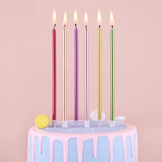 🎂 Velas Largas de colores PHD CAKE (24 piezas) 🩵💚💛🩷💜❤️🧡🖤