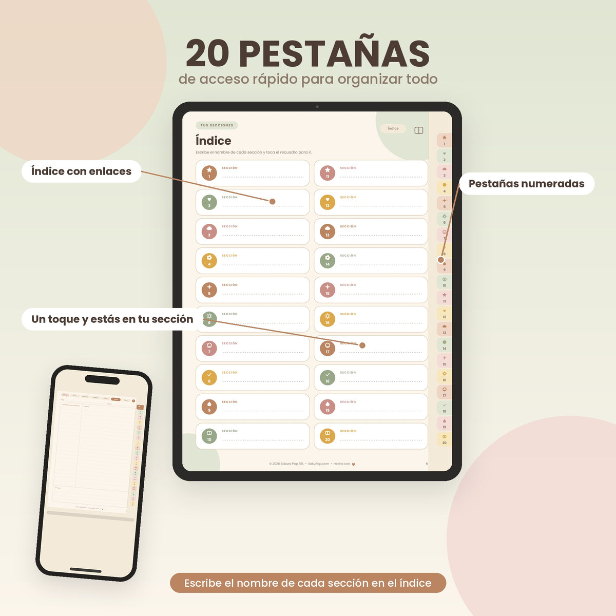 Cuaderno Digital Kawaii Interactivo | 20 Secciones y 6 Tipos de Papel PDF