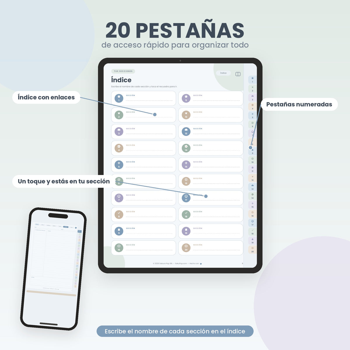 Cuaderno Digital Kawaii Interactivo | 20 Secciones y 6 Tipos de Papel PDF