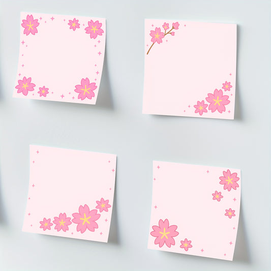 🌸 Set de 4 Sticky Notes Sakura – Estilo Kawaii