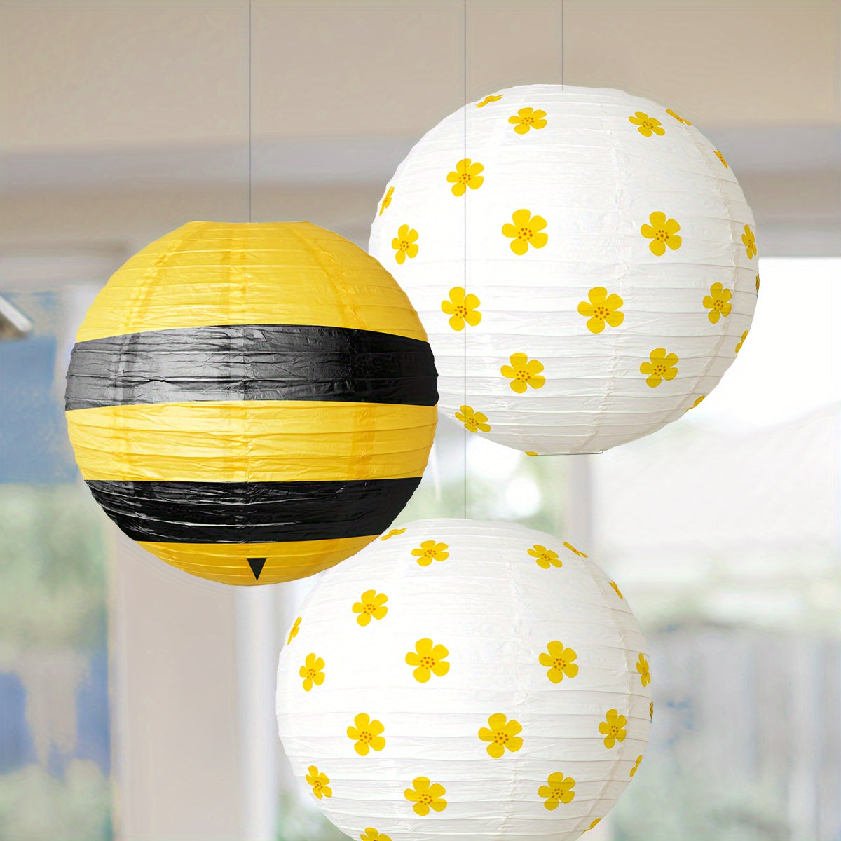 🐝 Set de 3 Linternas de Papel "Bee Party"