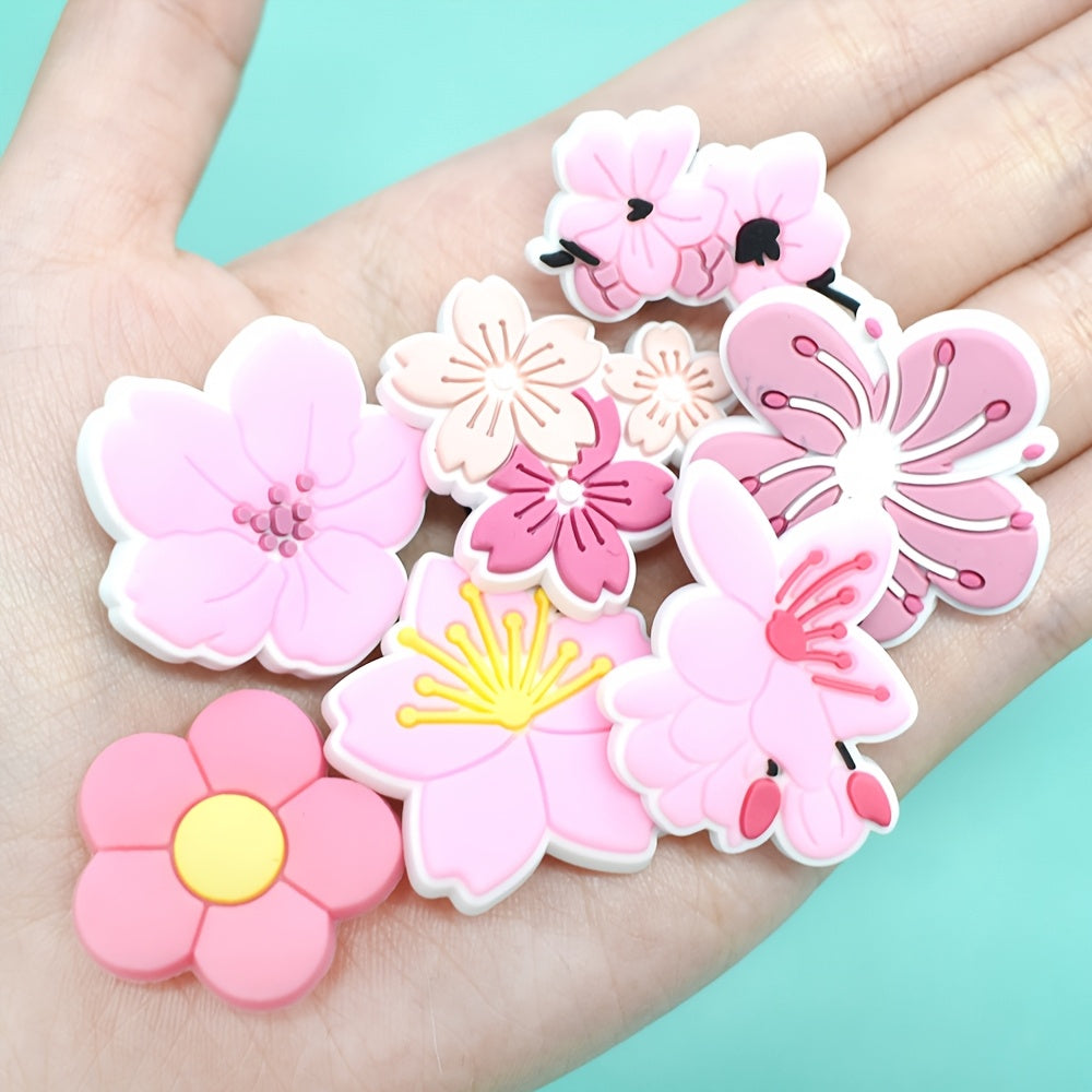 🌸 Set de Charms Florales para Zapatos – Sakura Rosa