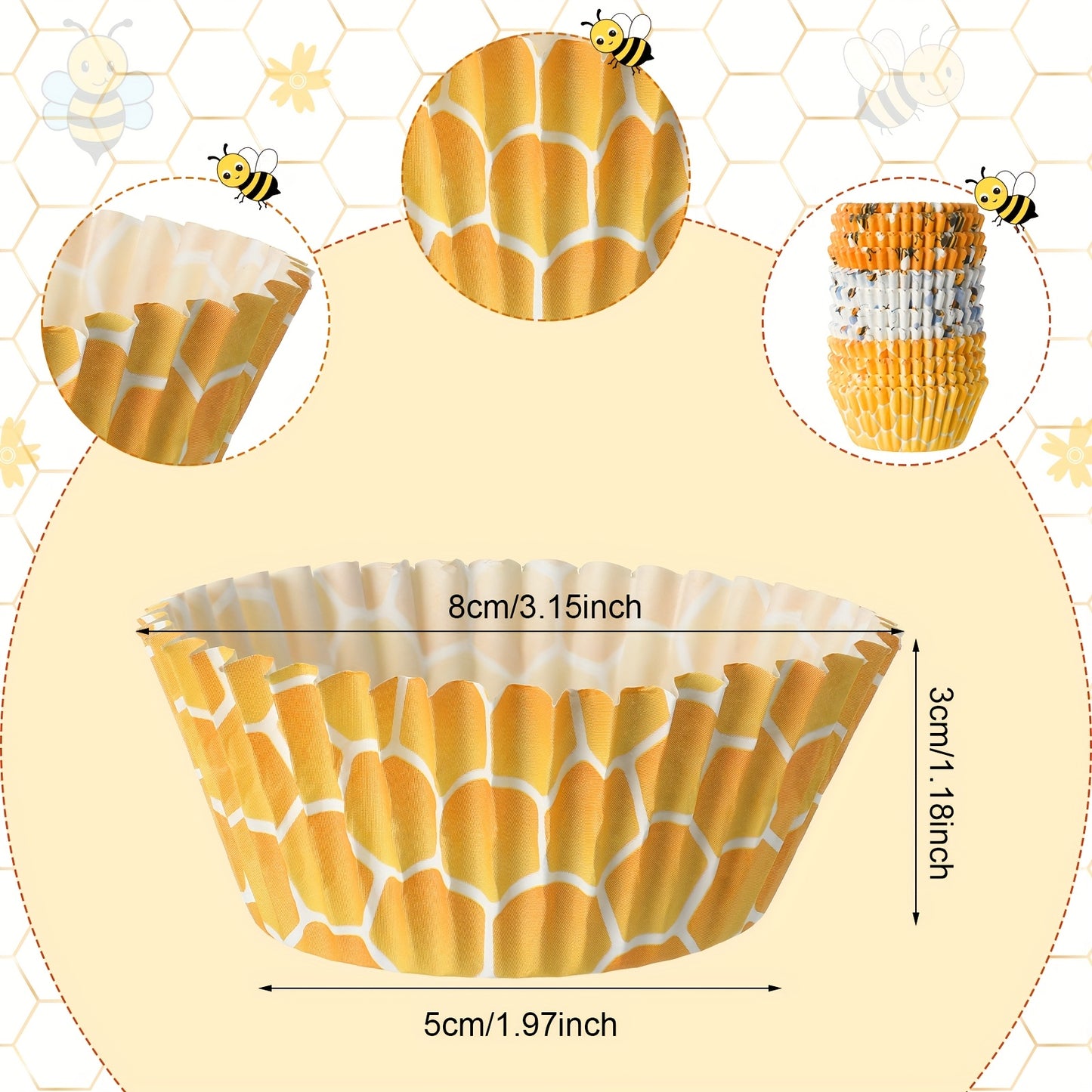 🐝🧁 Envolturas para cupcakes “Bee Party” – Set de 300
