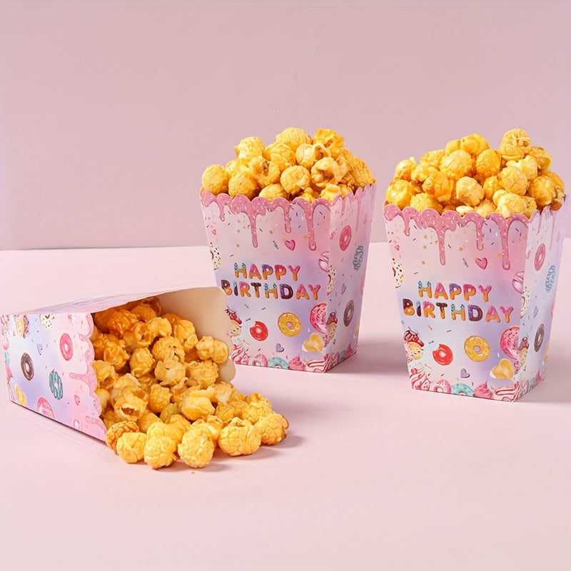 Cajas para golosinas “Donut Popcorn” (x6) 🍩🍿🎉