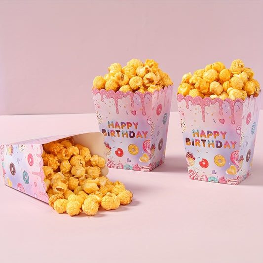 Cajas para golosinas “Donut Popcorn” (x6) 🍩🍿🎉