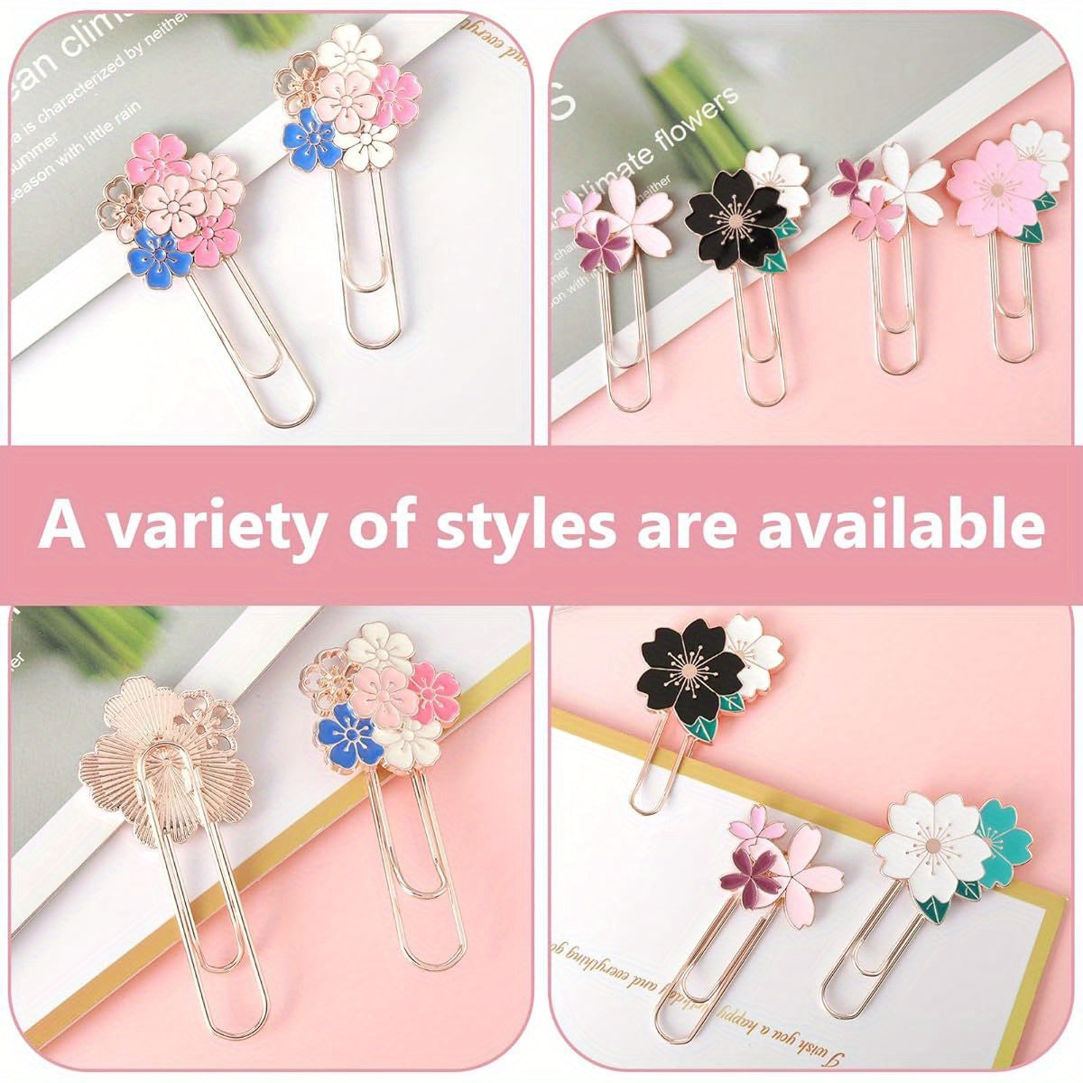 Marcalibros o clips metálico Sakura 🌸 (7Pcs)