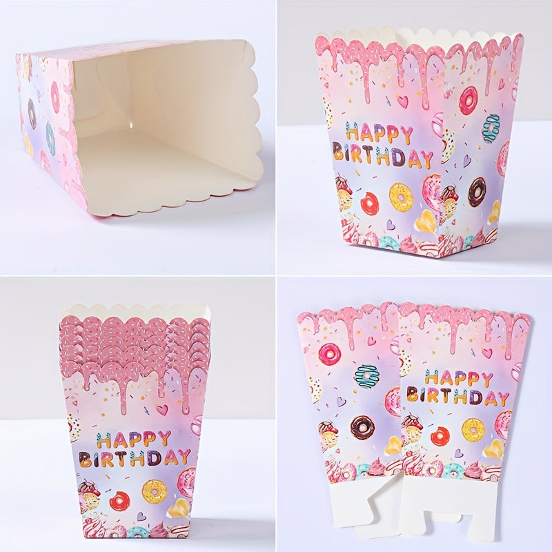Cajas para golosinas “Donut Popcorn” (x6) 🍩🍿🎉