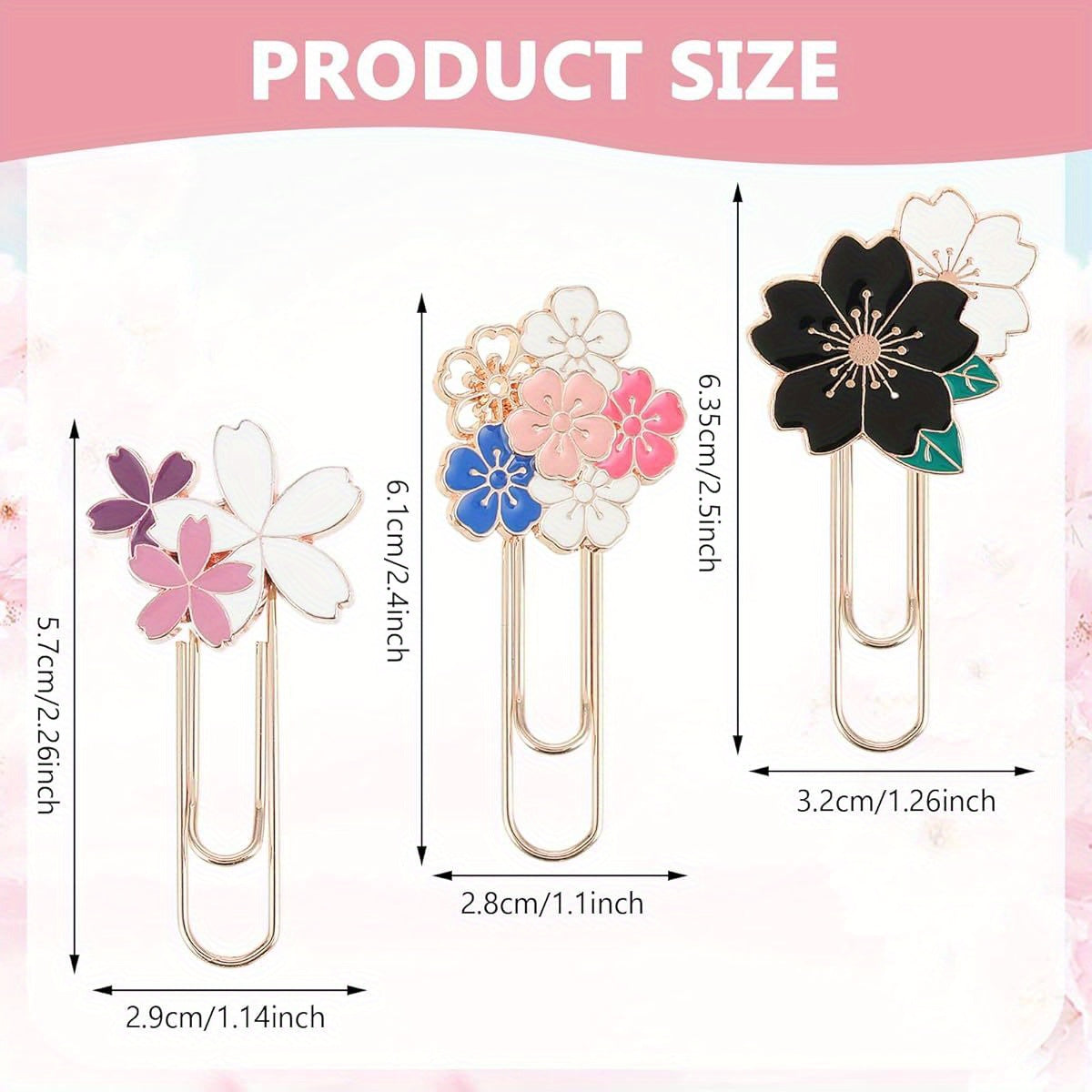 Marcalibros o clips metálico Sakura 🌸 (7Pcs)