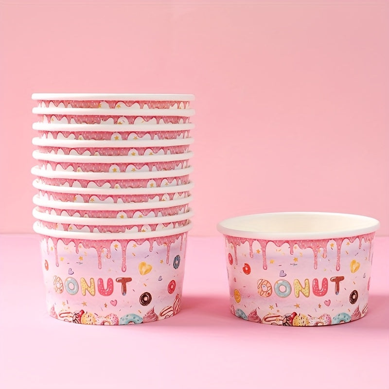 🍩 10 Bowls de Papel con Diseño Donas