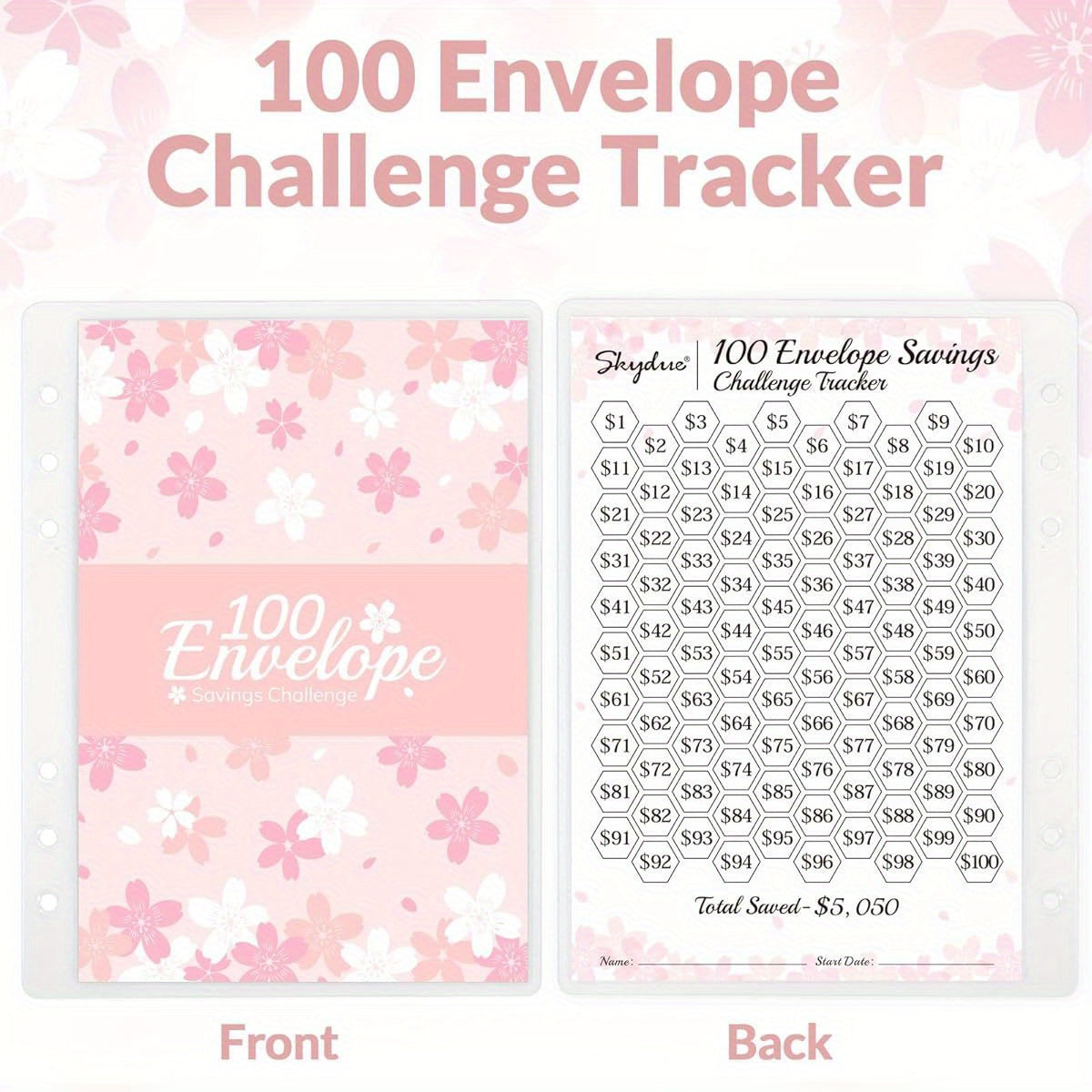 Cherry Blossom Challenge – Diario de Ahorro de 100 Días - Rose Golden 💵🌸