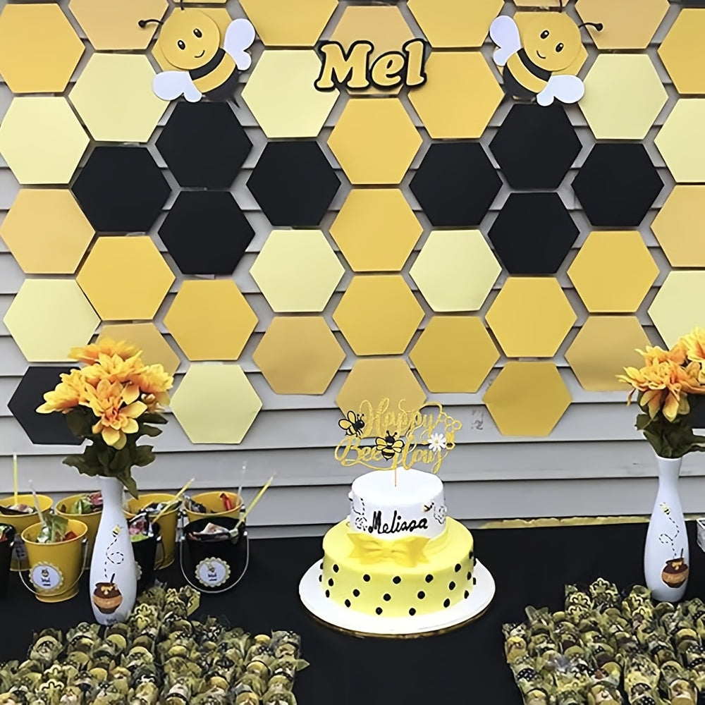 Topper “Happy BeeDay” – 1 Pieza Grande con Glitter Dorado 🎂🐝