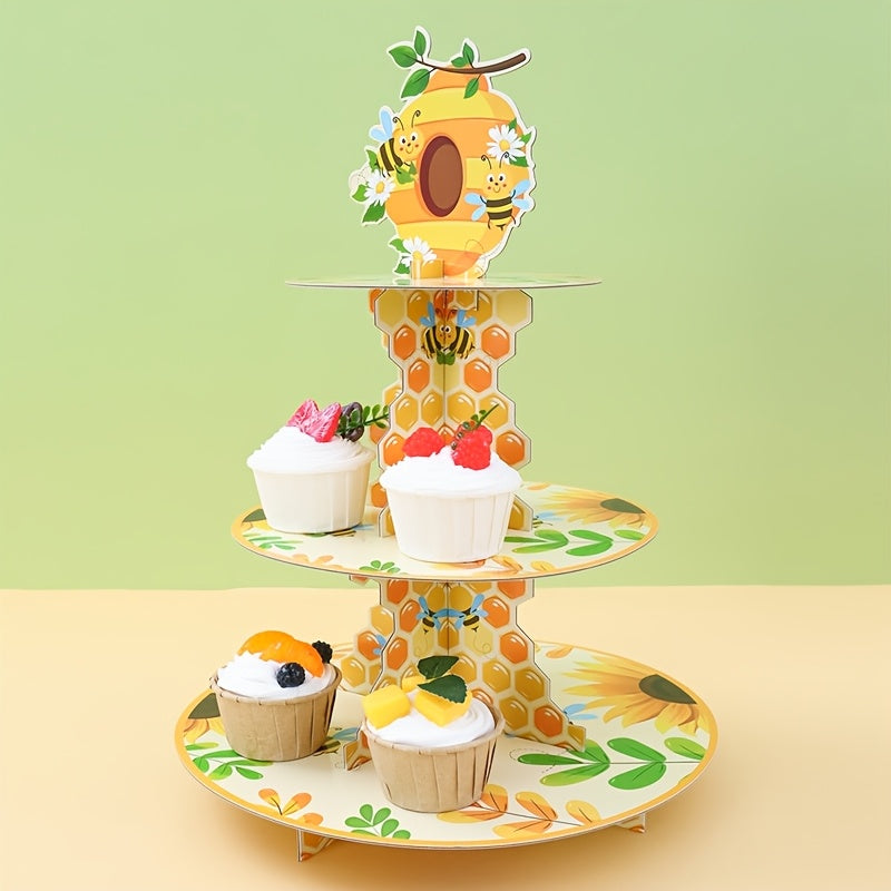 🐝 Torre Exhibidor “Bee Sweet” – Soporte de Cupcakes de 3 Niveles