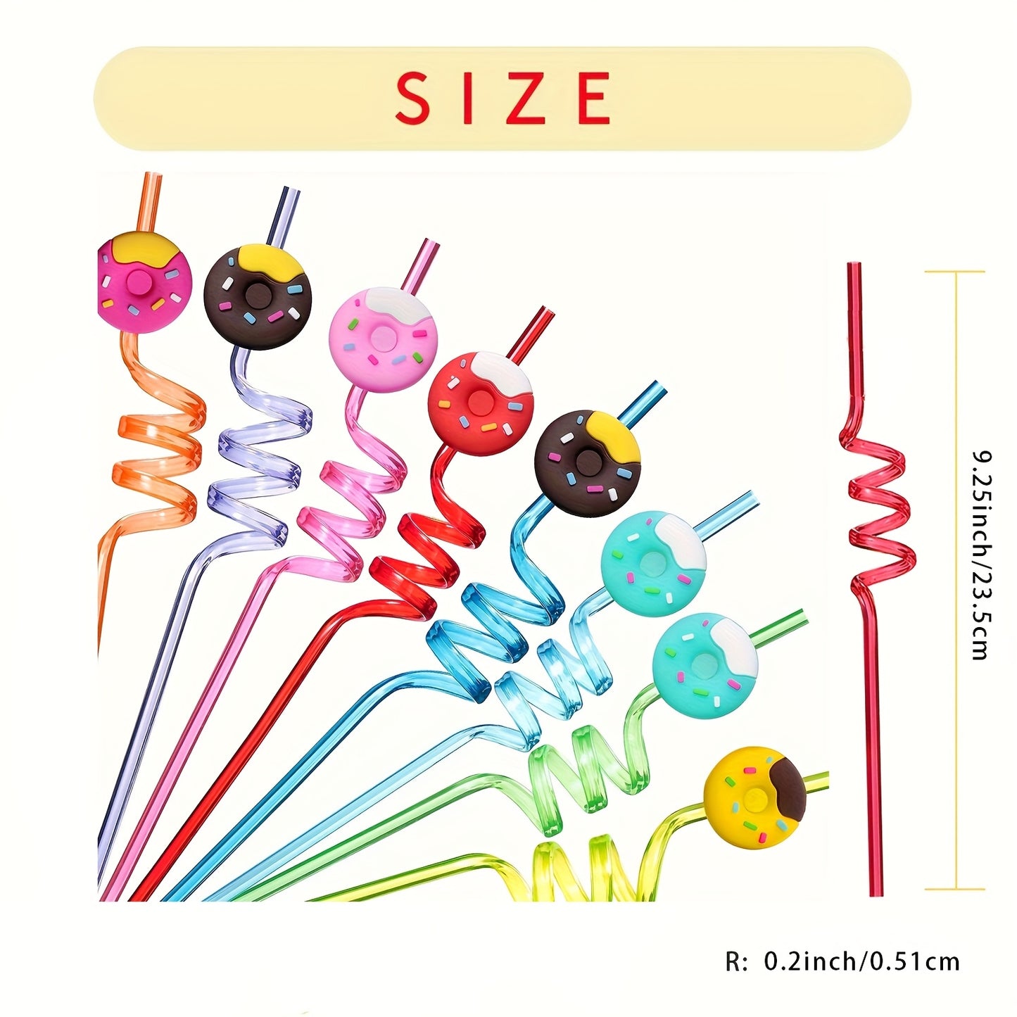 Set de 8 Sorbetes/Pajitas Reutilizables con Diseño de Donas 🍩
