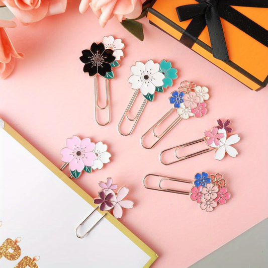 Marcalibros o clips metálico Sakura 🌸 (7Pcs)
