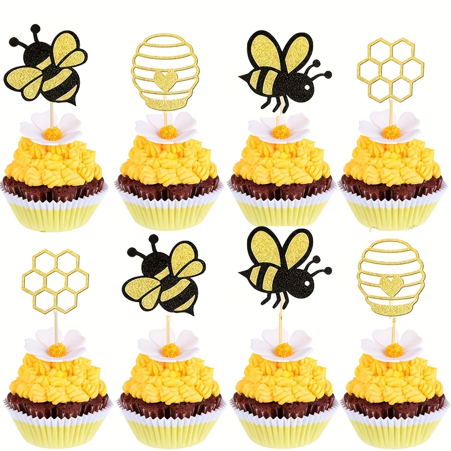 Set de 24 Cupcake Toppers “Bee Party” 🐝🧁