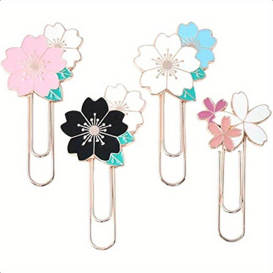 Marcalibros o clips metálico Sakura 🌸 (4Pcs)