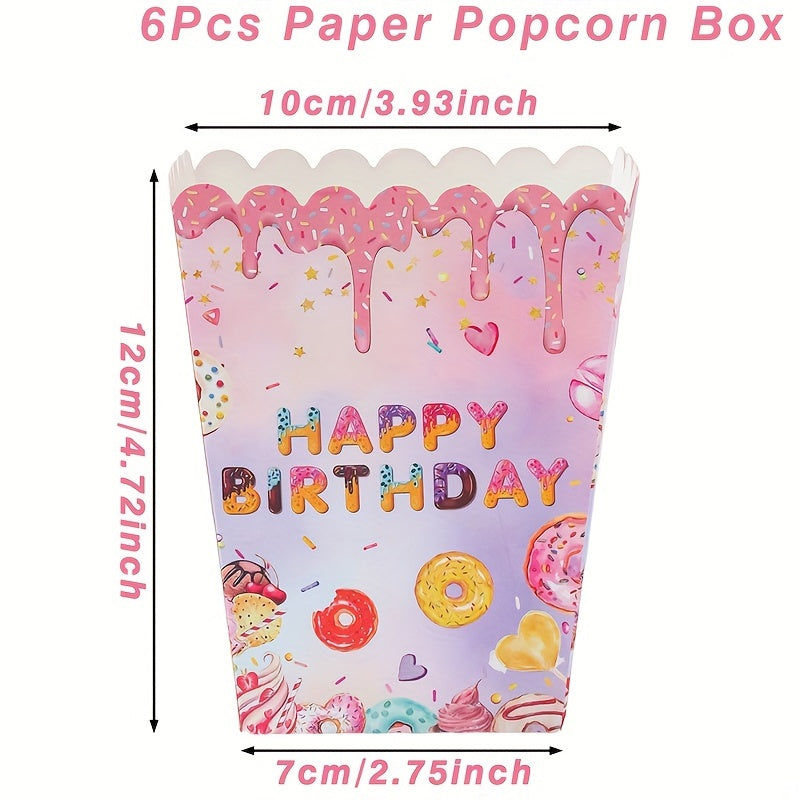 Cajas para golosinas “Donut Popcorn” (x6) 🍩🍿🎉