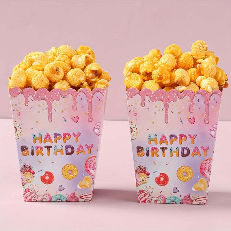 Cajas para golosinas “Donut Popcorn” (x6) 🍩🍿🎉