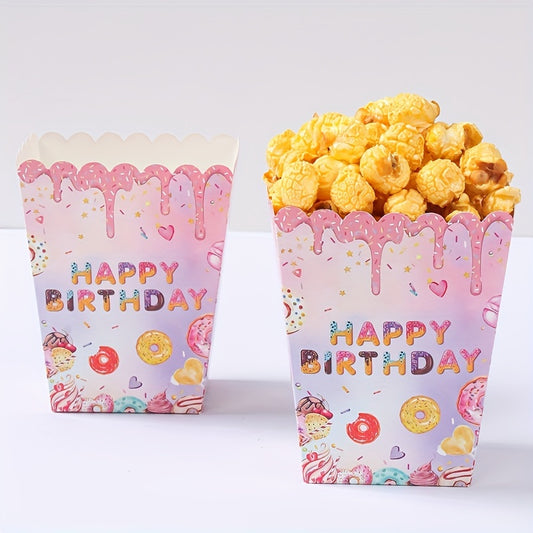 Cajas para golosinas “Donut Popcorn” (x6) 🍩🍿🎉