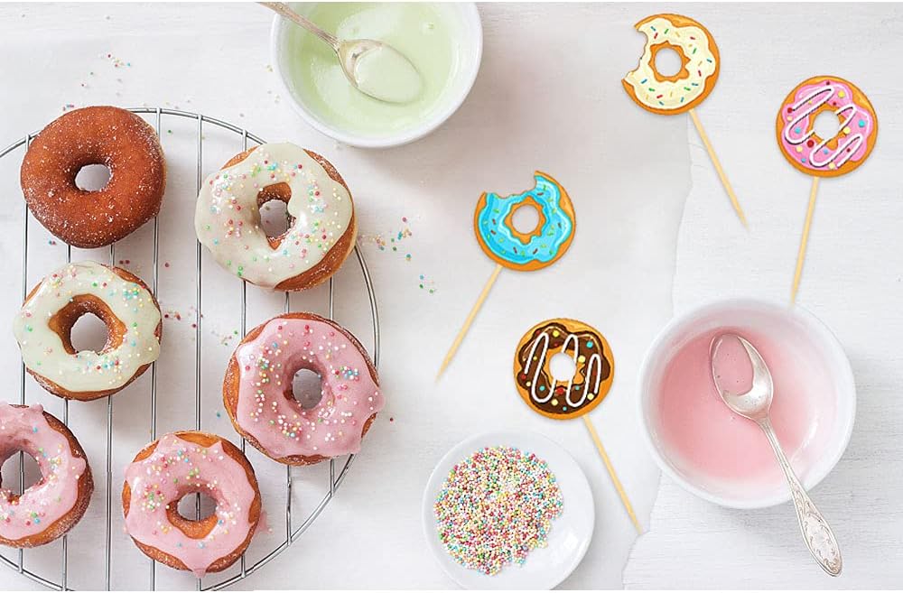 Set de 24 Cupcake Toppers “Donut Mini Picks”🍩🧁