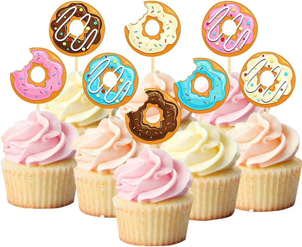 Set de 24 Cupcake Toppers “Donut Mini Picks”🍩🧁