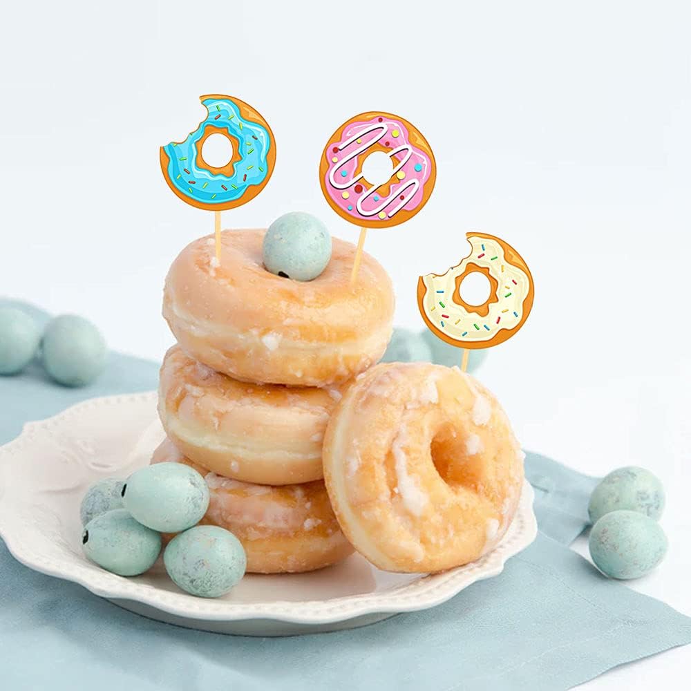 Set de 24 Cupcake Toppers “Donut Mini Picks”🍩🧁