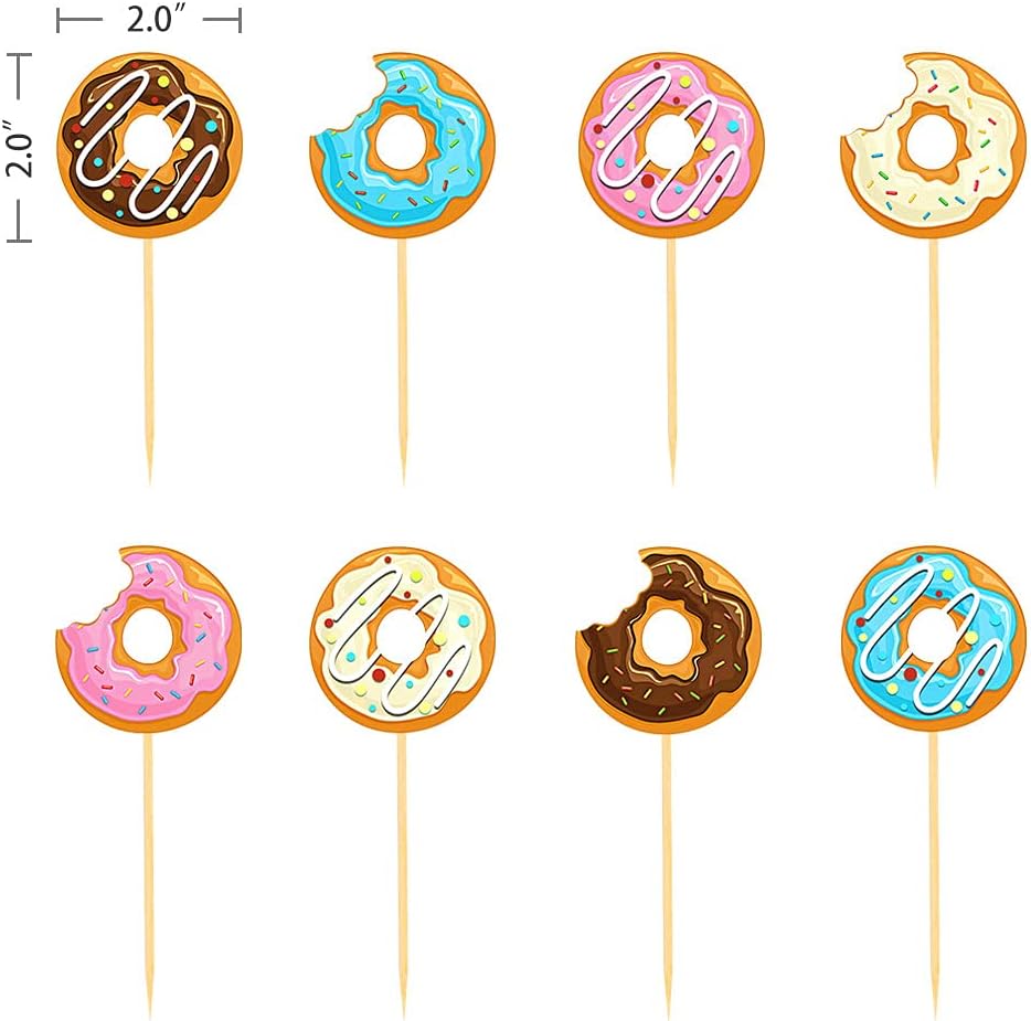 Set de 24 Cupcake Toppers “Donut Mini Picks”🍩🧁