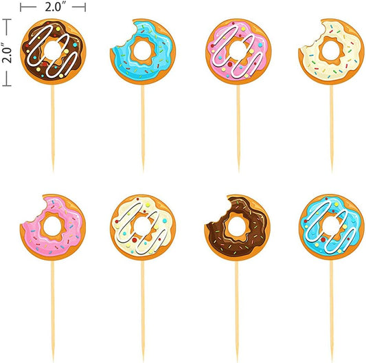 Set de 24 Cupcake Toppers “Donut Mini Picks”🍩🧁