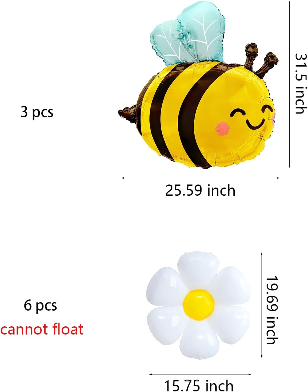 Set de 9 Globos de Abejitas y Margaritas🐝🌼
