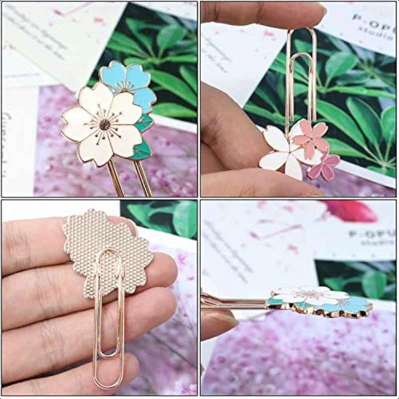 Marcalibros o clips metálico Sakura 🌸 (4Pcs)
