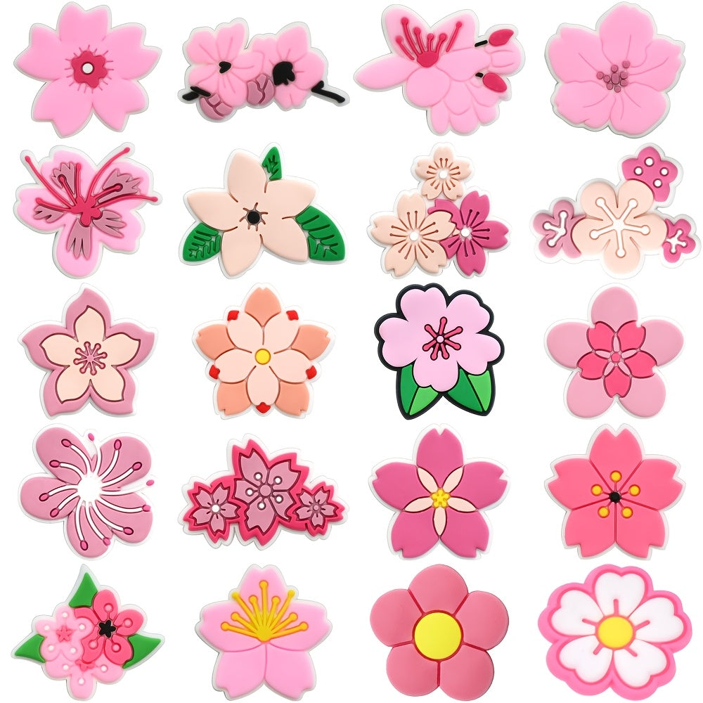 🌸 Set de Charms Florales para Zapatos – Sakura Rosa