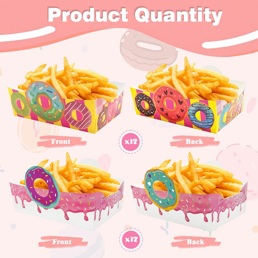 🍩 Set de 24 Bandejas de Papel "Donut Party"