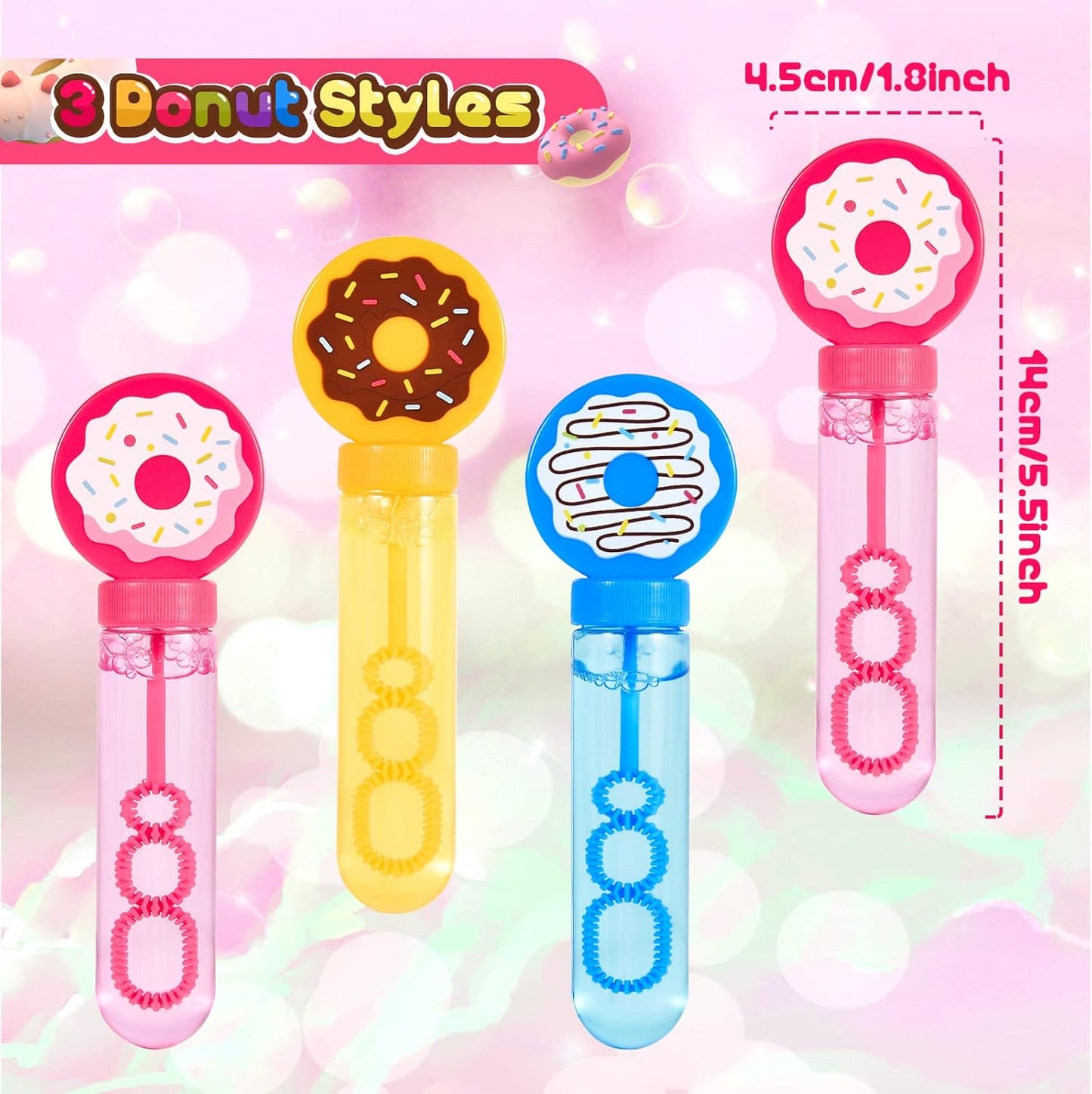 🍩🫧Recuerdos “Donut Bubble” – Set de 24 Varitas de burbujas