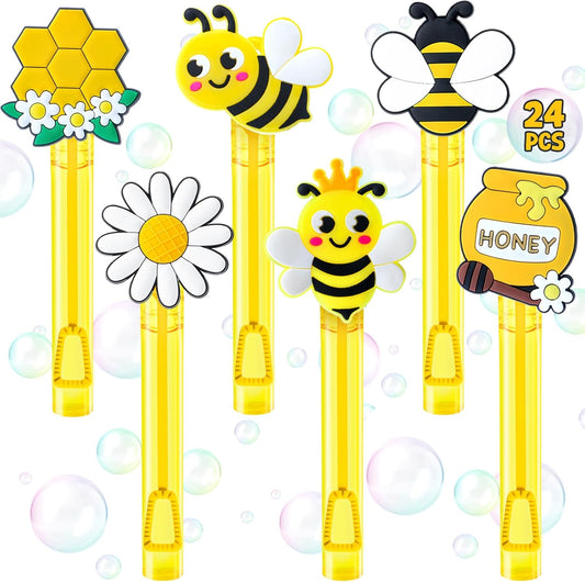 🐝🫧Recuerdos “Bee Party Fun” – Set de 24 Varitas de burbujas