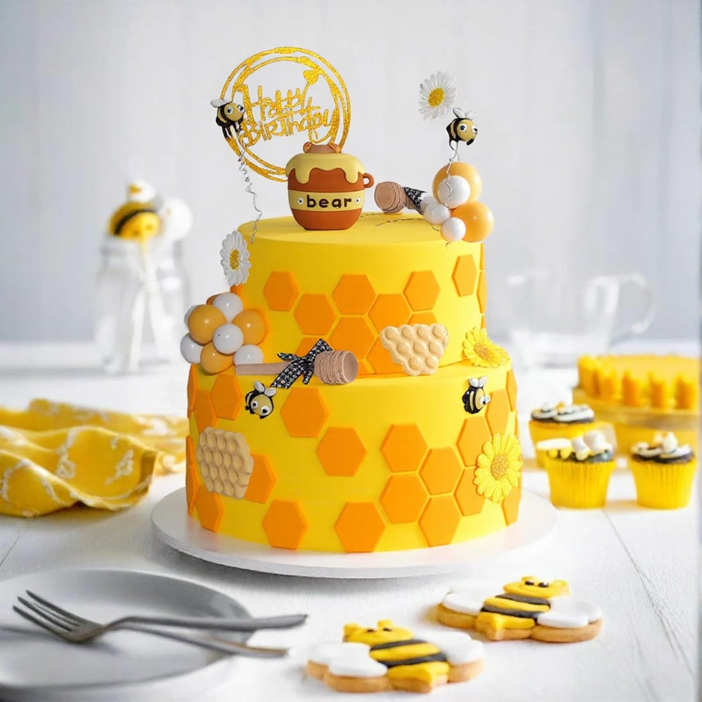Toppers “Bee Party Scene” 🐝🎂✨– Set de 40