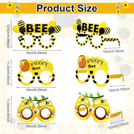 Lentes/gafas de papel “Bee Party Glasses” 🐝🥸😎