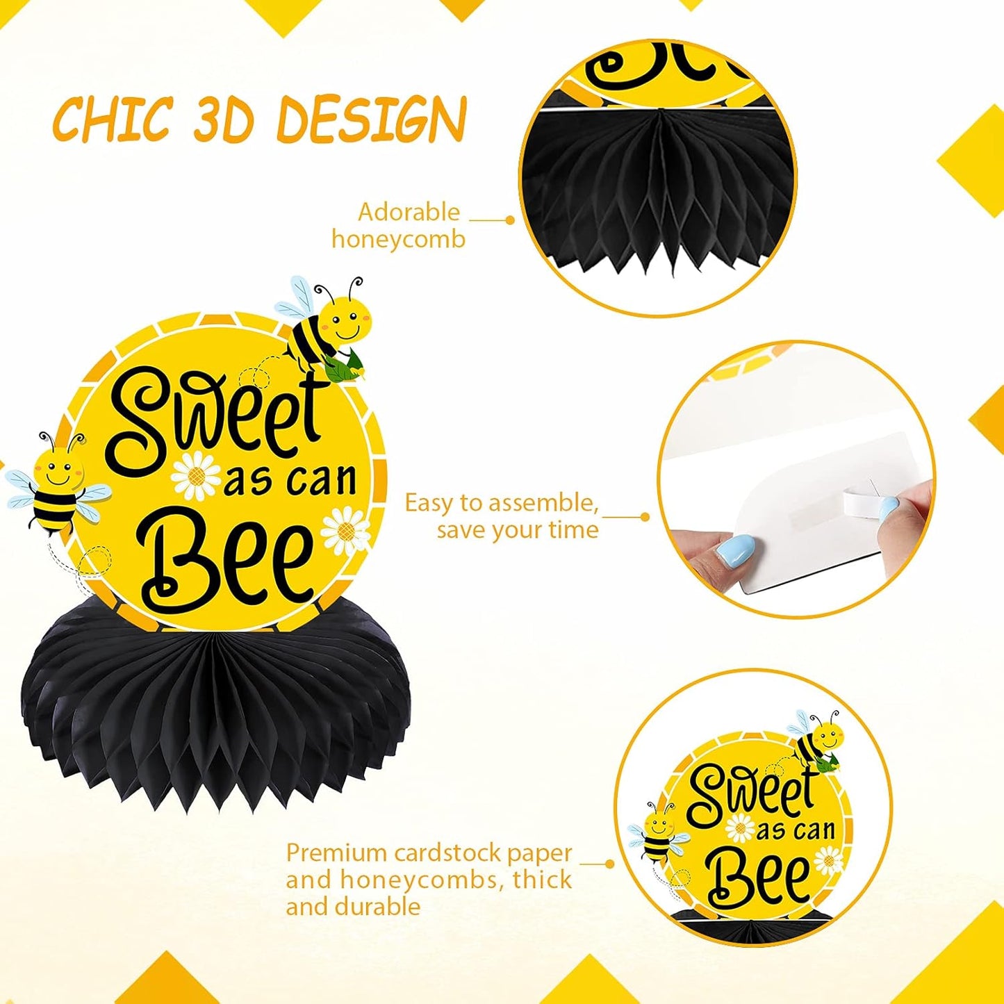 🐝 Centros de Mesa “Bee Party” – Set de 9 Piezas