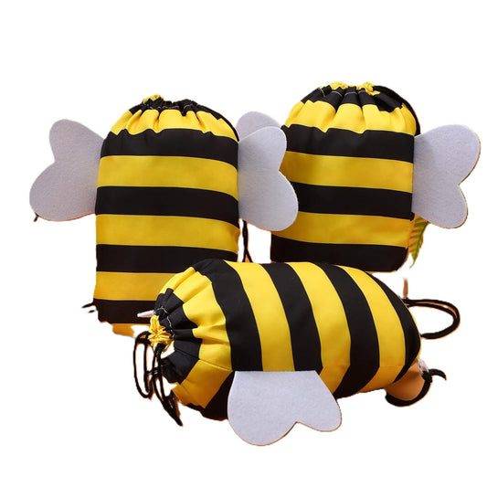 🐝🎒 Set de 12 Mochilas/Bolsas con Cordón “Bee Party”