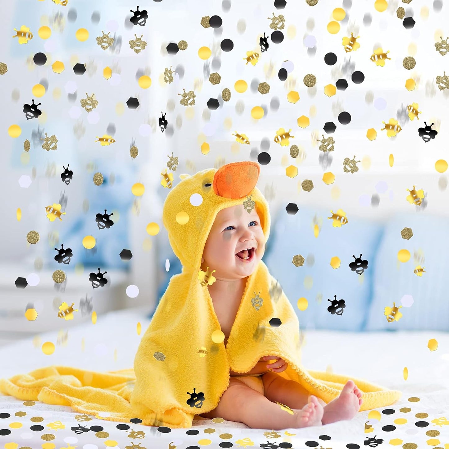 🐝 Confeti para decoracion de fiestas “Bee Party” – 410 Piezas