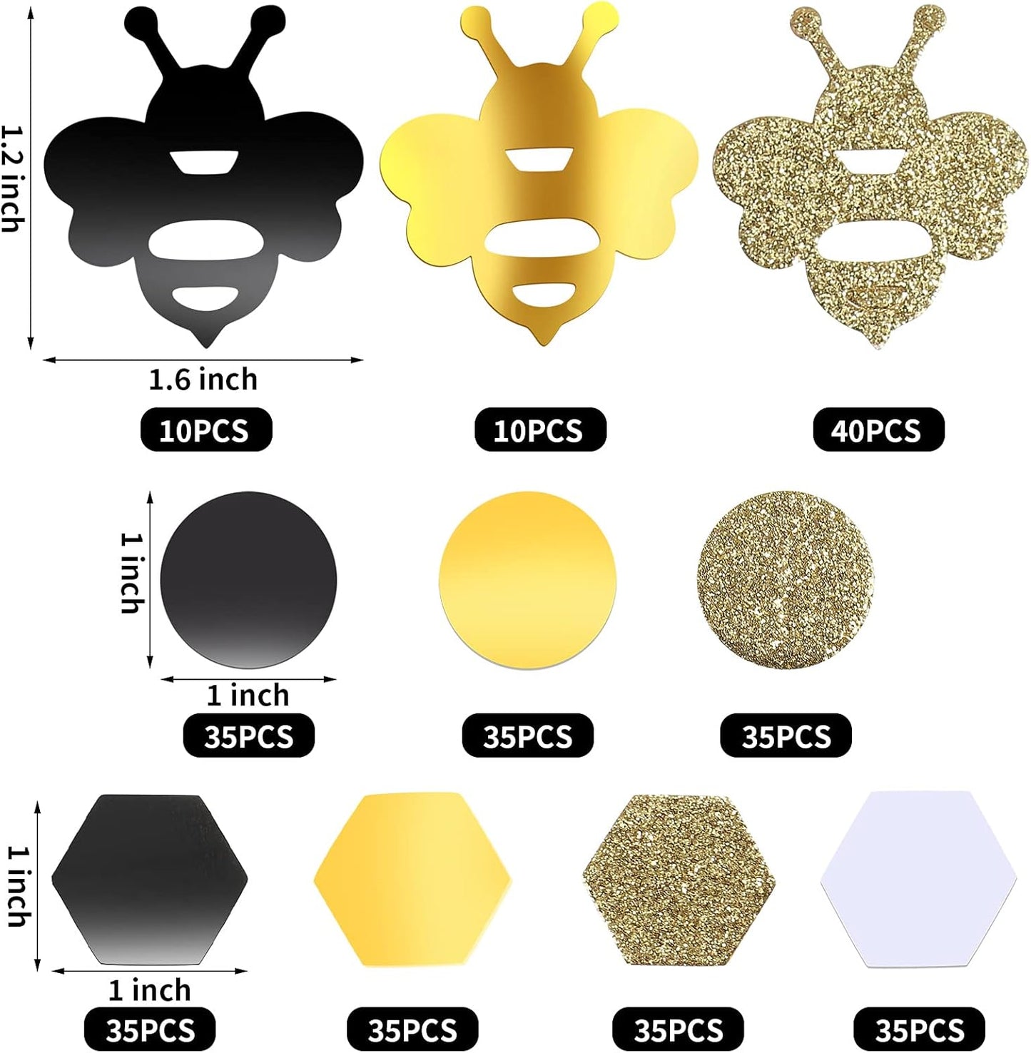 🐝 Confeti para decoracion de fiestas “Bee Party” – 410 Piezas