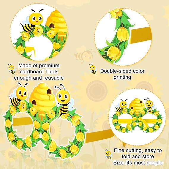Lentes/gafas de papel “Bee Party Glasses” 🐝🥸😎