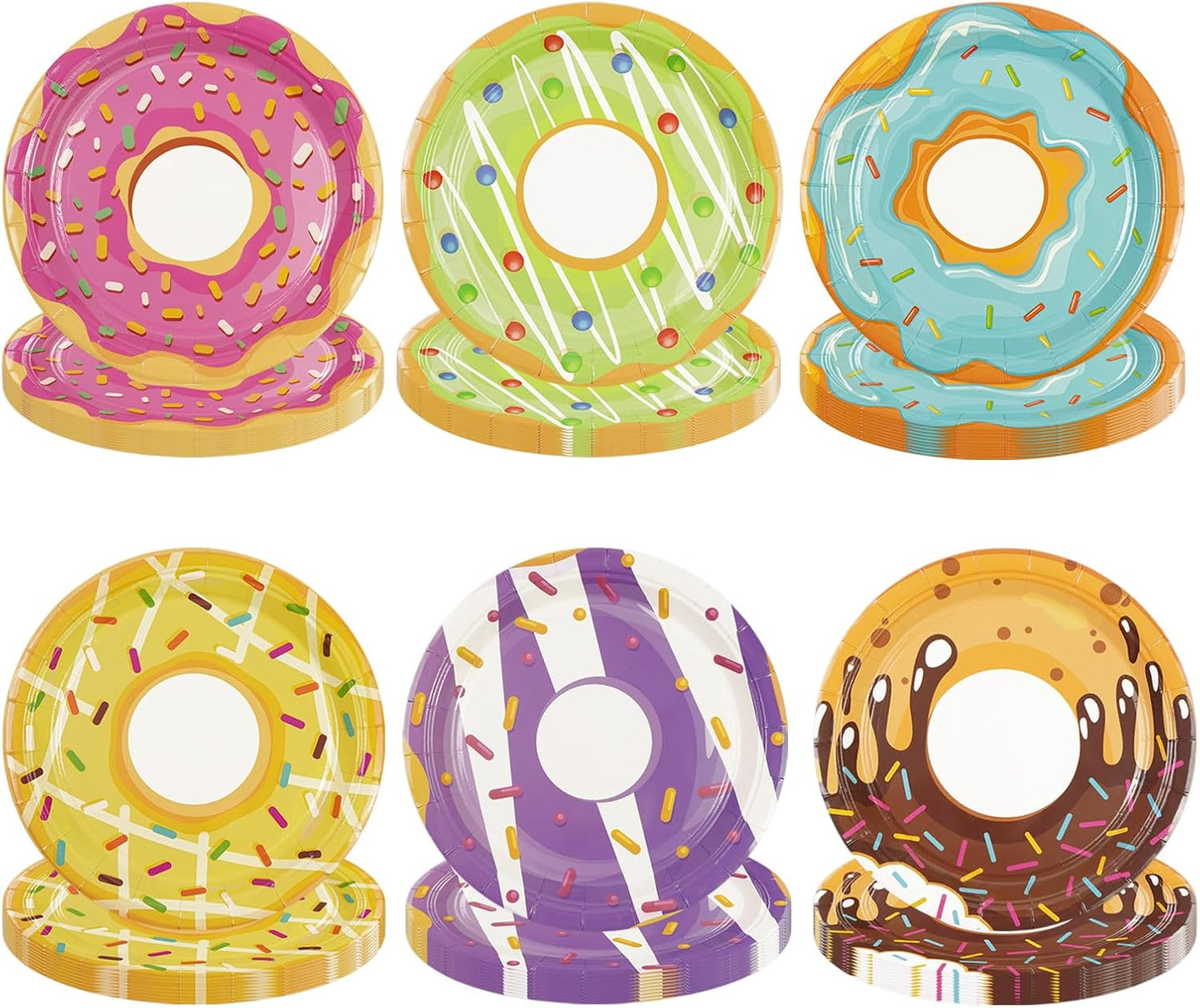 Set 60 platos “Donut Party” Desechable 🍩🍽️