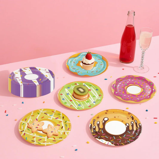 Set 60 platos “Donut Party” Desechable 🍩🍽️