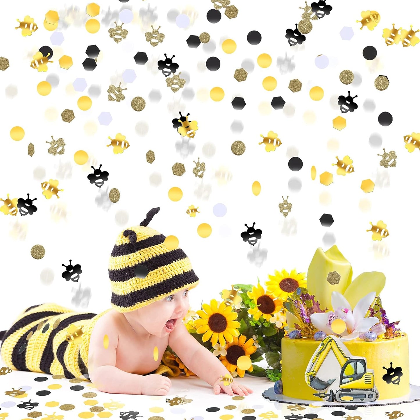 🐝 Confeti para decoracion de fiestas “Bee Party” – 410 Piezas