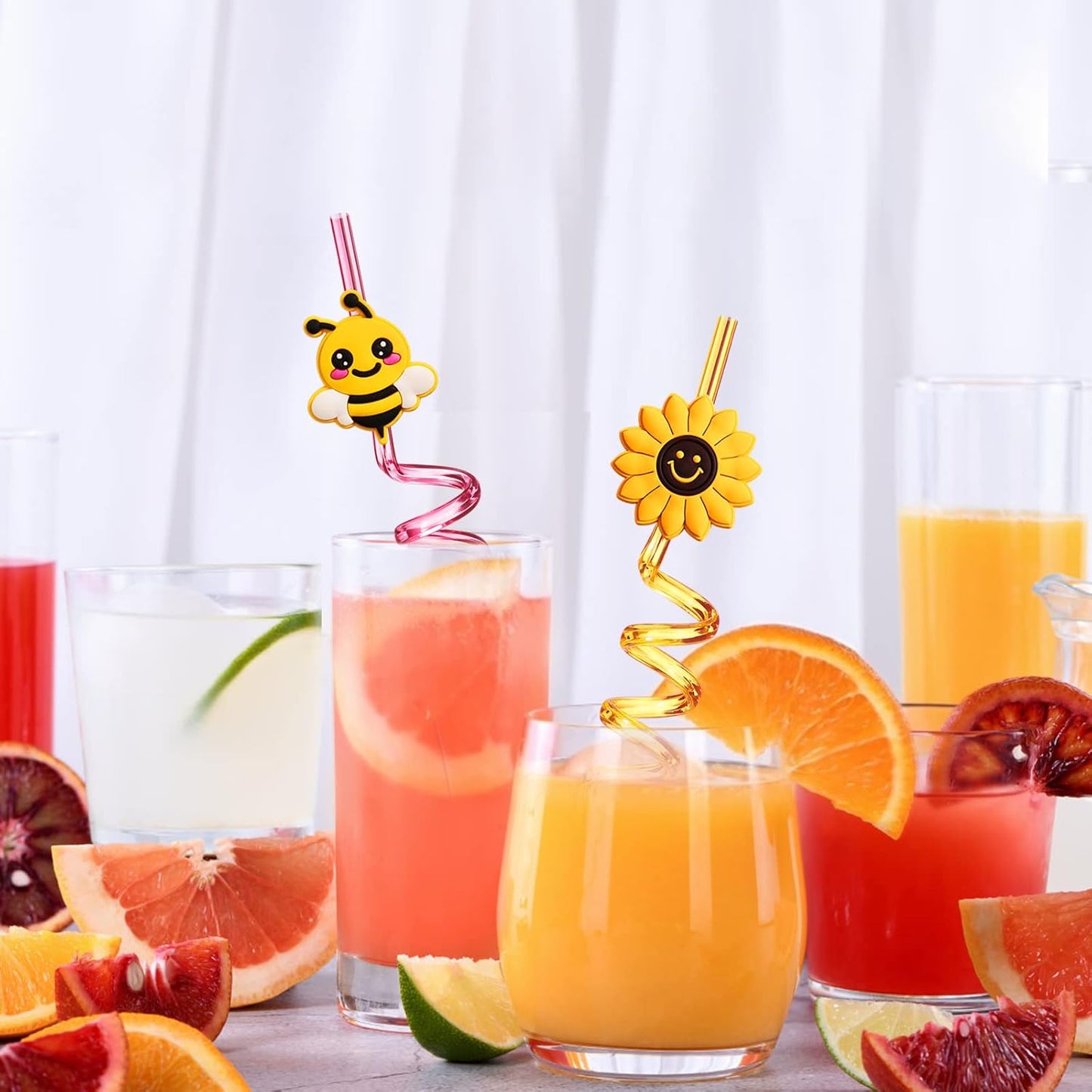 Set de 24 Sorbetes con Diseños Ajustables “Bee Party” 🐝⚫🟡